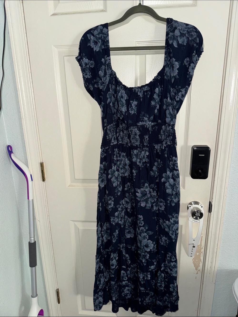 Hollister Navy Floral Maxi Dress with Blue Blooms